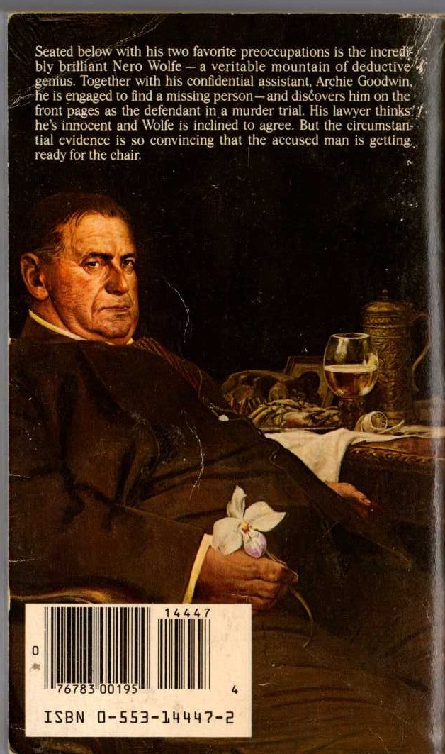 Rex Stout  MIGHT AS WELL BE DEAD magnified rear book cover image