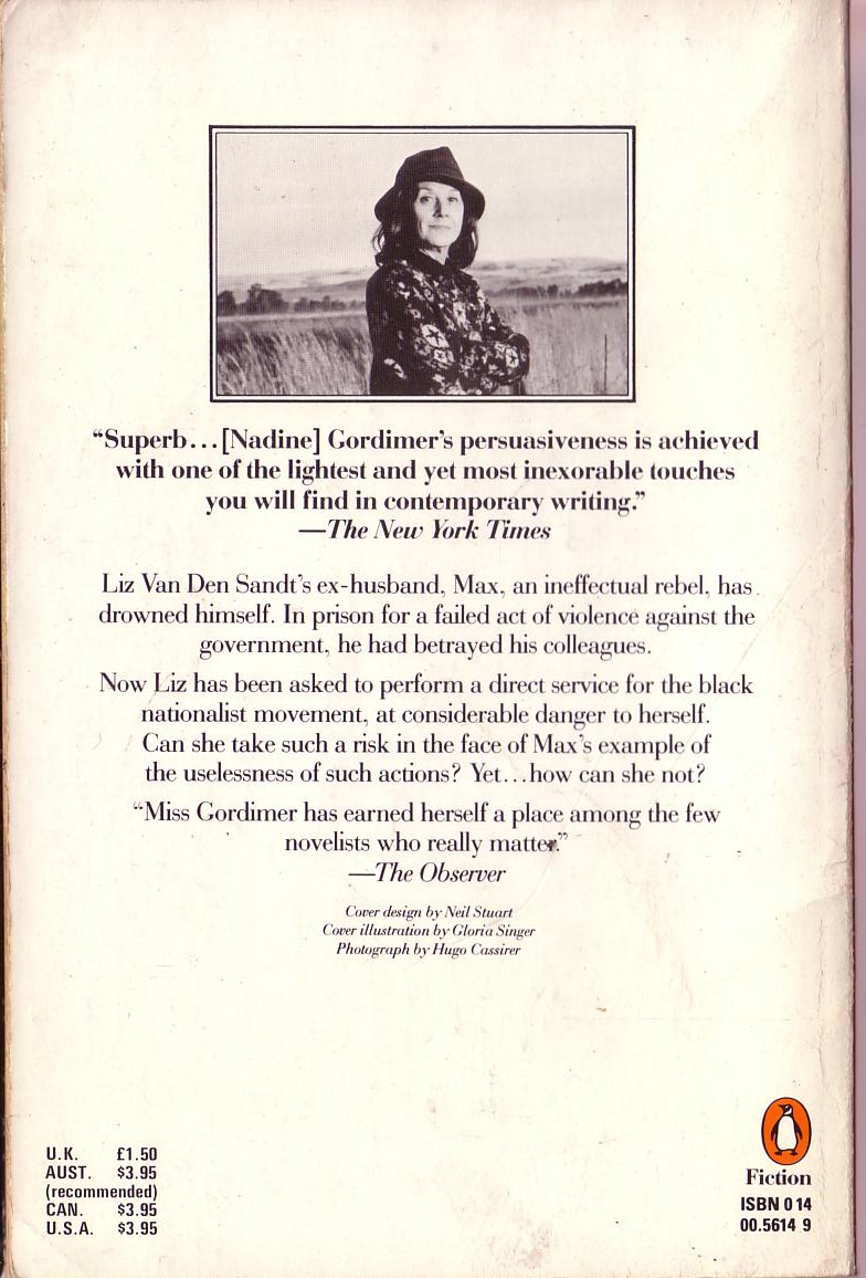 Nadine Gordimer  THE LATE BOURGEOIS WORLD magnified rear book cover image