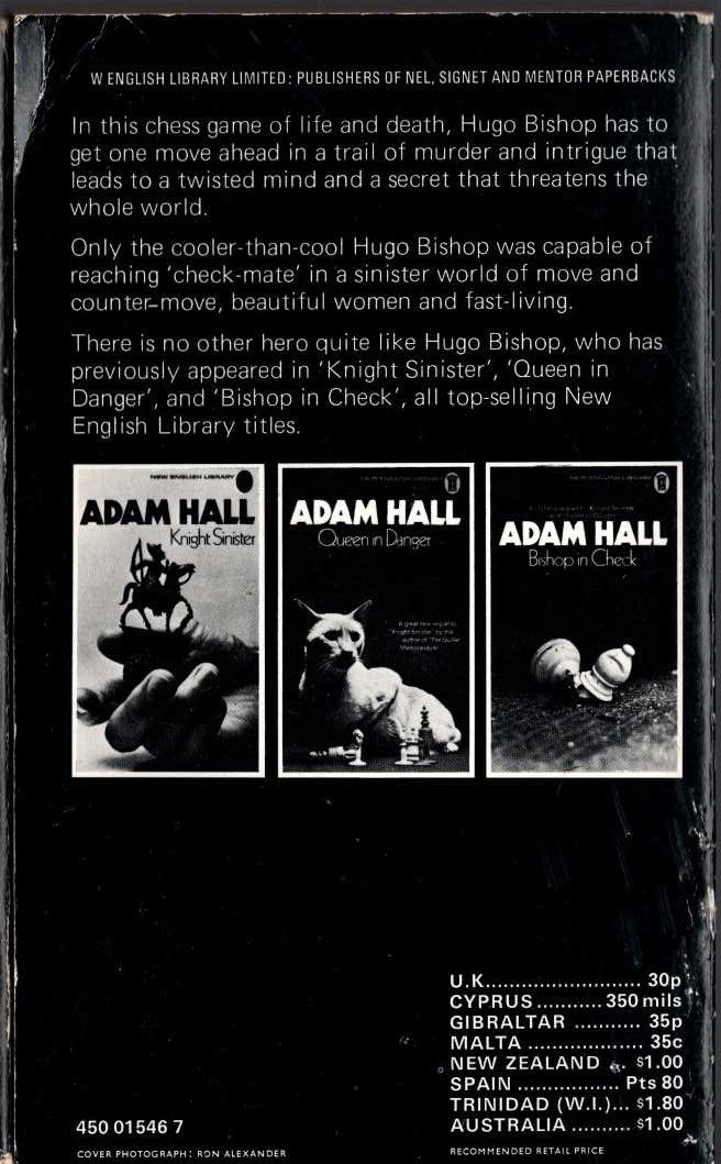 Adam Hall  PAWN IN JEOPARDY magnified rear book cover image