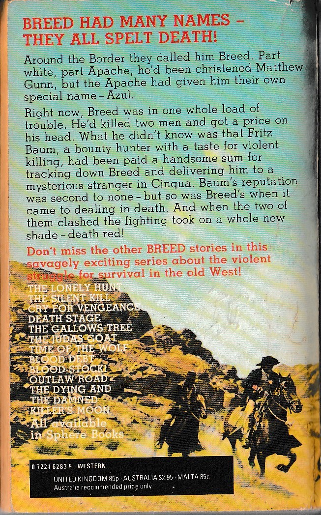 James A. Muir  BREED 13: BOUNTY HUNTER! magnified rear book cover image