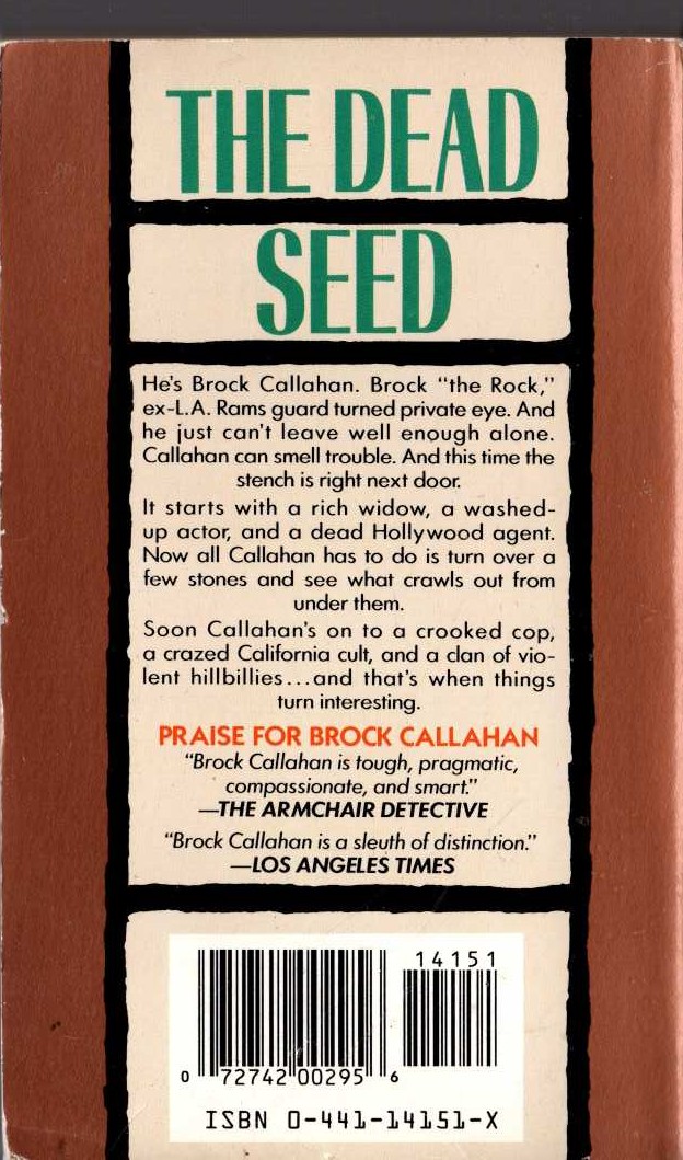 William Campbell Gault  THE DEAD SEED magnified rear book cover image