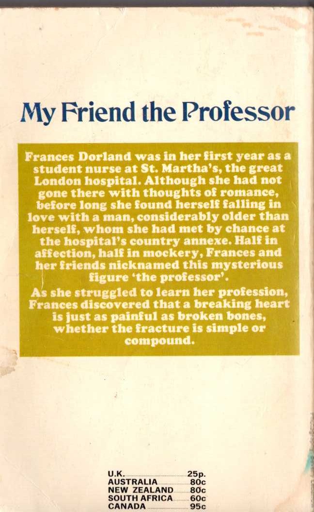 Lucilla Andrews  MY FRIEND THE PROFESSOR magnified rear book cover image