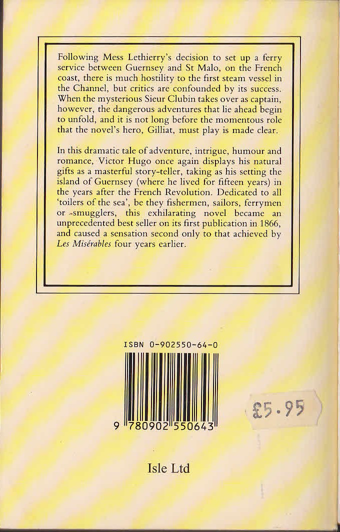 Victor Hugo  THE TOILERS OF THE SEA magnified rear book cover image