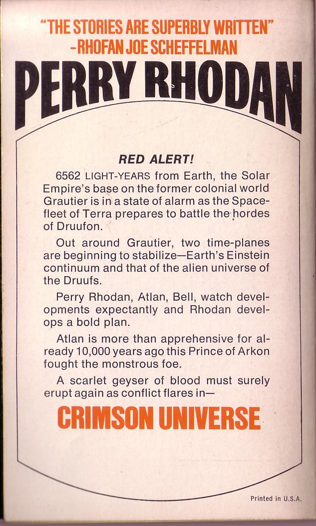 K.H. Scheer  #67 CRIMSON UNIVERSE magnified rear book cover image
