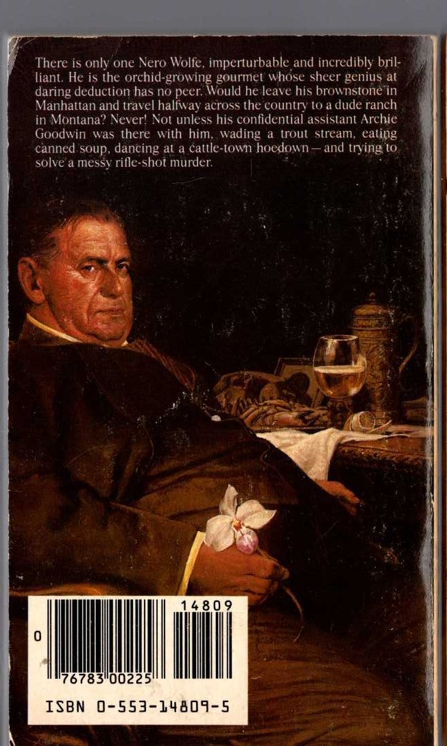 Rex Stout  DEATH OF A DUDE magnified rear book cover image