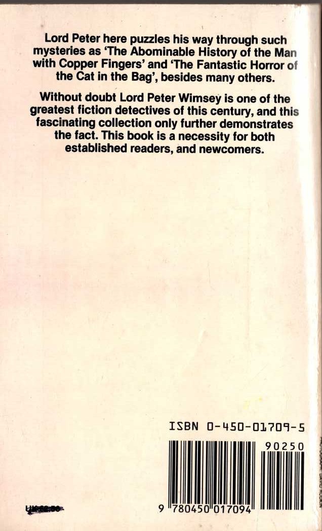 Dorothy L. Sayers  LORD PETER VIEWS THE BODY magnified rear book cover image