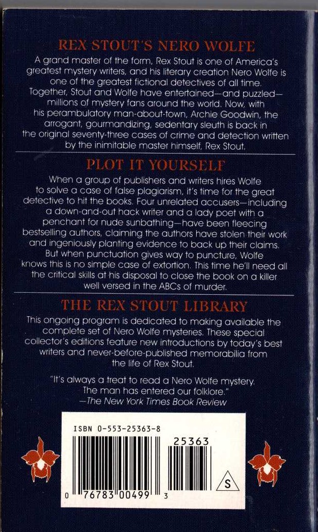 Rex Stout  PLOT IT YOURSELF magnified rear book cover image