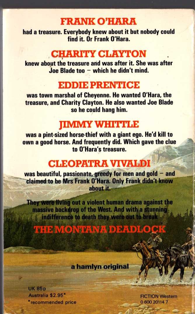 Matt Chisholm  BLADE 9: THE MONTANA DEADLOCK magnified rear book cover image