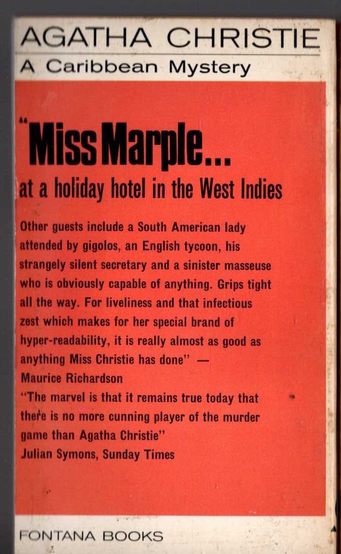 Agatha Christie  A CARIBBEAN MYSTERY magnified rear book cover image