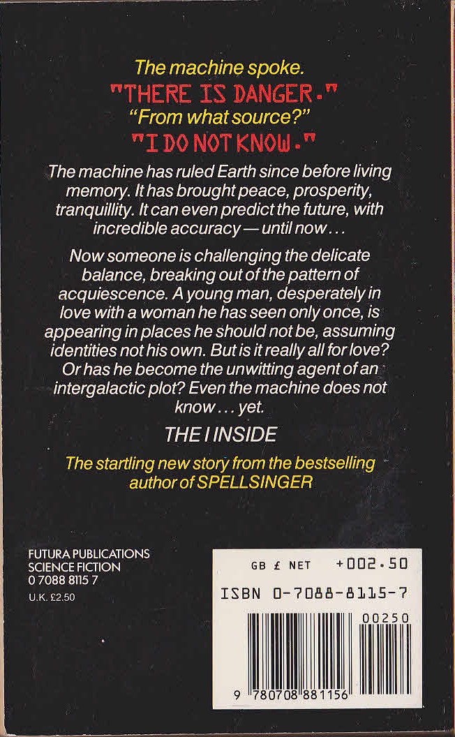 Alan Dean Foster  THE I INSIDE magnified rear book cover image