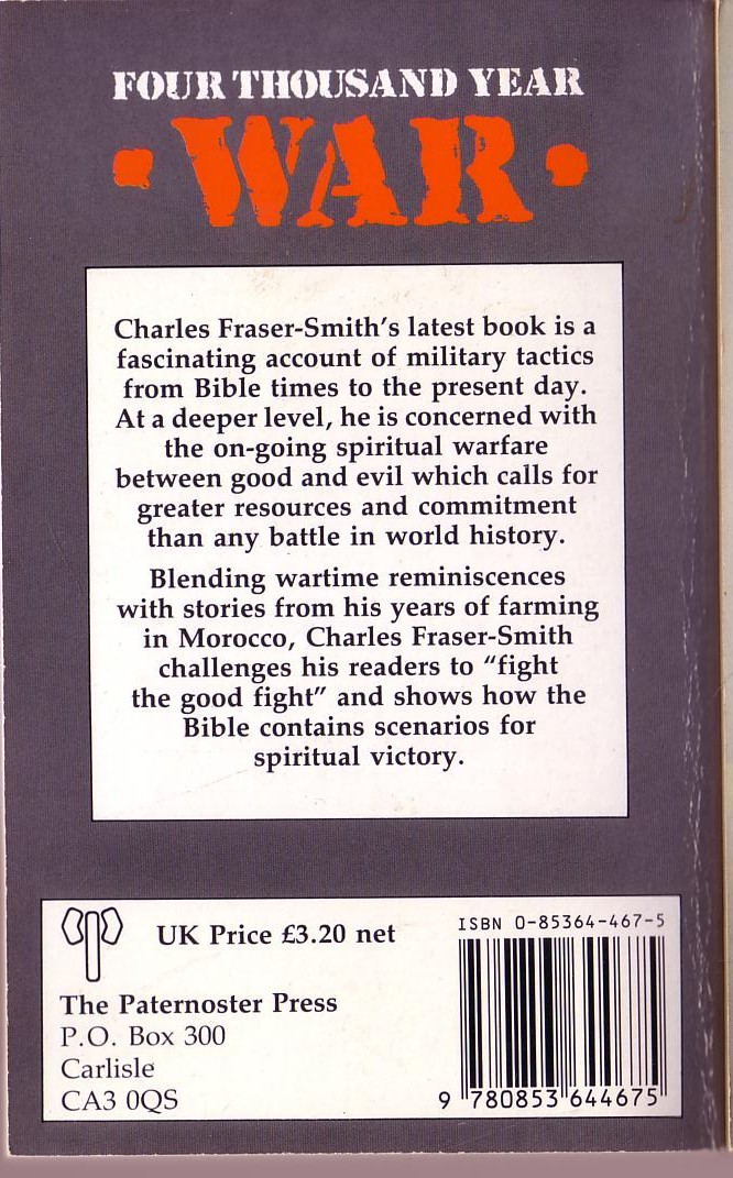 Charles Fraser-Smith  FOUR THOUSAND YEAR WAR magnified rear book cover image