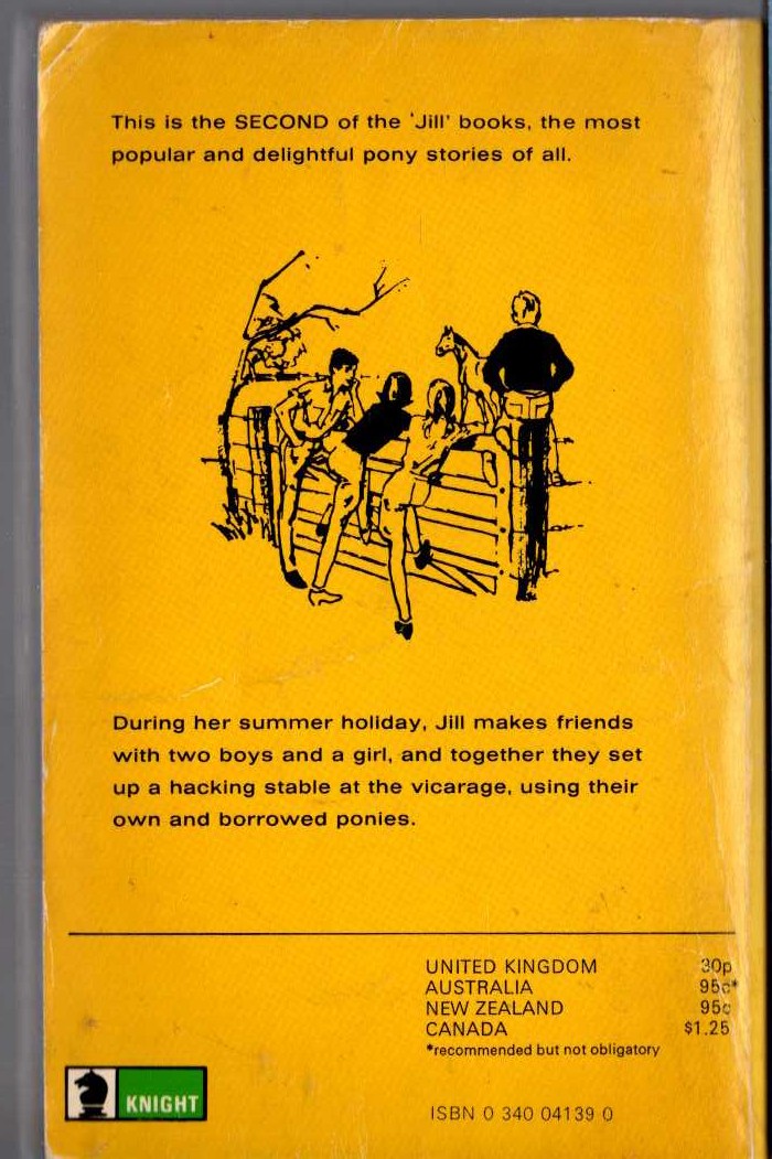 Ruby Ferguson  A STABLE FOR JILL magnified rear book cover image