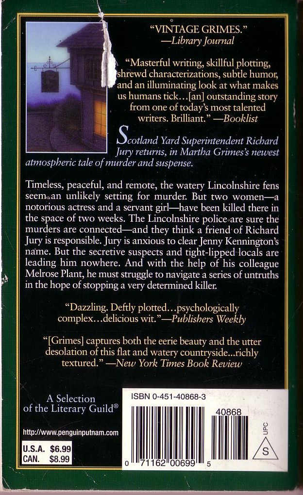 Martha Grimes  THE CASE HAS ALTERED magnified rear book cover image