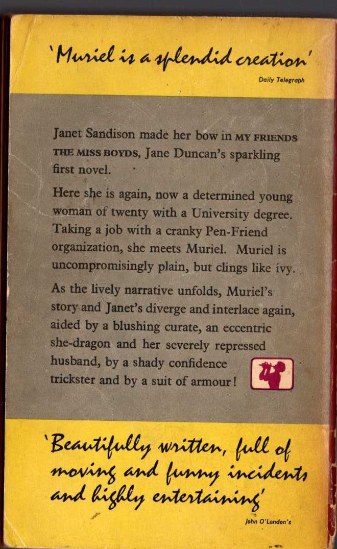 Jane Duncan  MY FRIEND MURIEL magnified rear book cover image