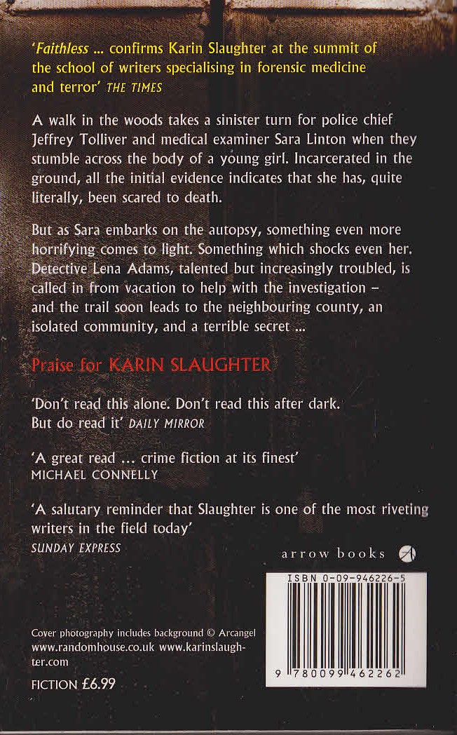 Karin Slaughter  FAITHLESS magnified rear book cover image