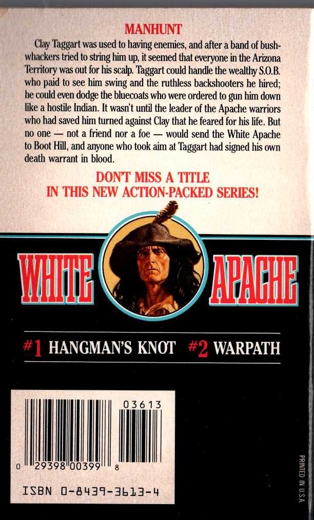 Jake McMasters  WHITE APACHE 3: WARRIOR BORN magnified rear book cover image