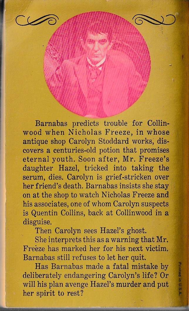 Marilyn Ross  BARNABAS, QUENTIN AND THE MAGIC POTION magnified rear book cover image