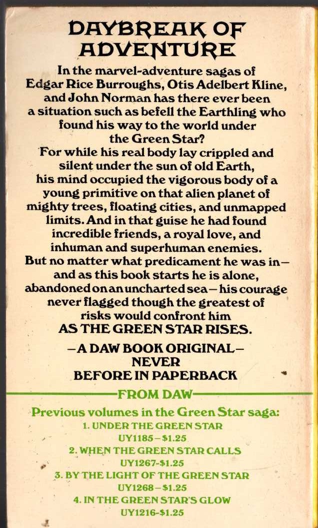 Lin Carter  AS THE GREEN STAR RISES magnified rear book cover image