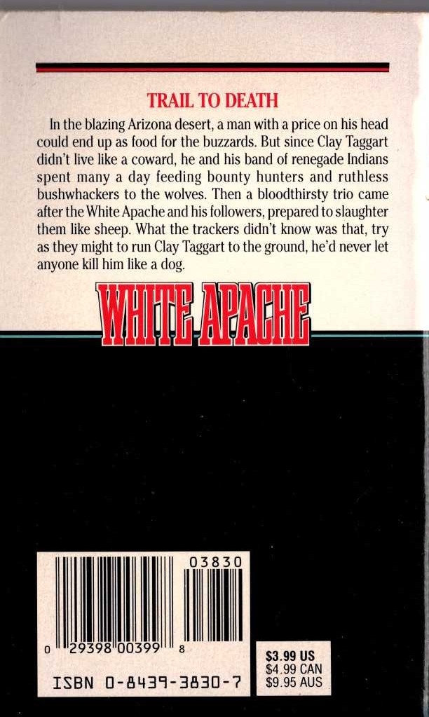 Jake McMasters  WHITE APACHE 8: THE TRACKERS magnified rear book cover image