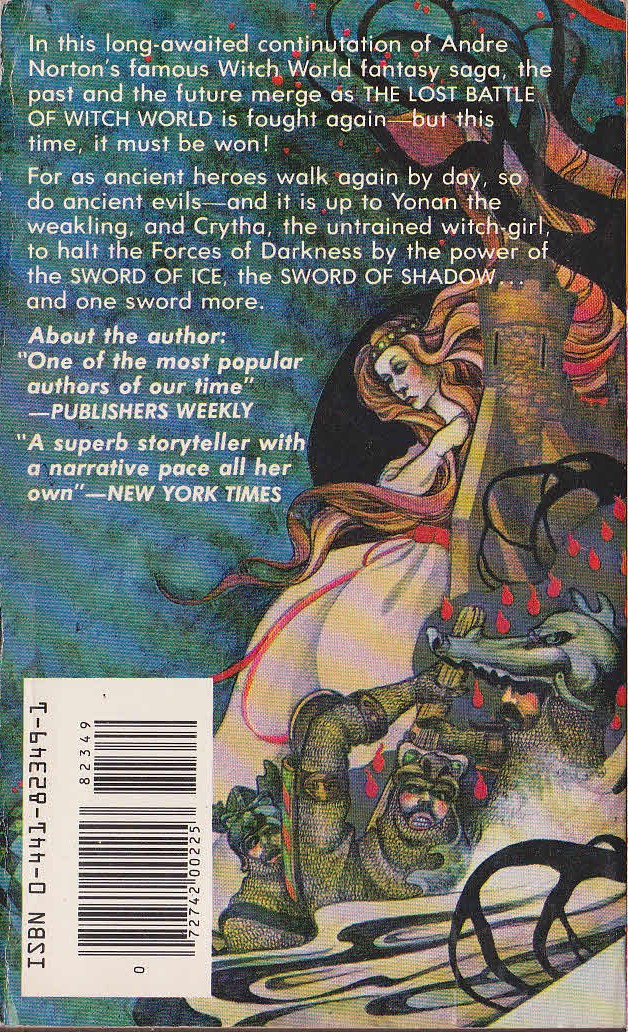 Andre Norton  TREY OF SWORDS magnified rear book cover image