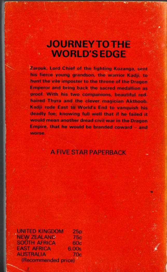 Lin Carter  THE QUEST OF KADJI magnified rear book cover image