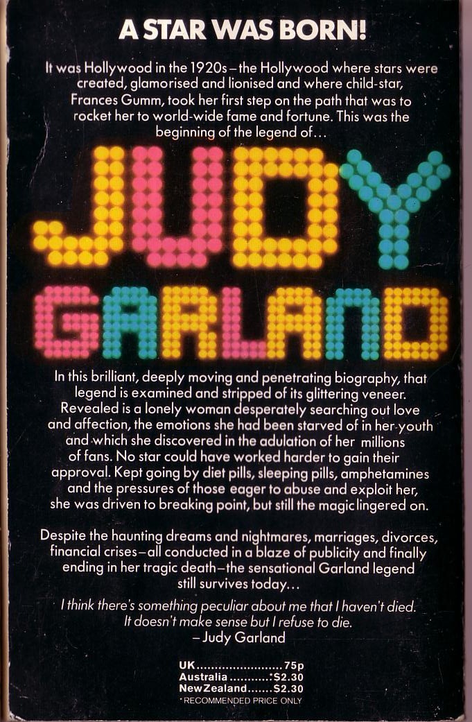 Anne Edwards  JUDY GARLAND magnified rear book cover image