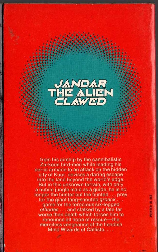Lin Carter  MIND WIZARDS OF CALLISTO magnified rear book cover image