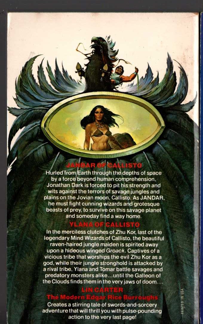 Lin Carter  YLANA OF CALLISTO magnified rear book cover image
