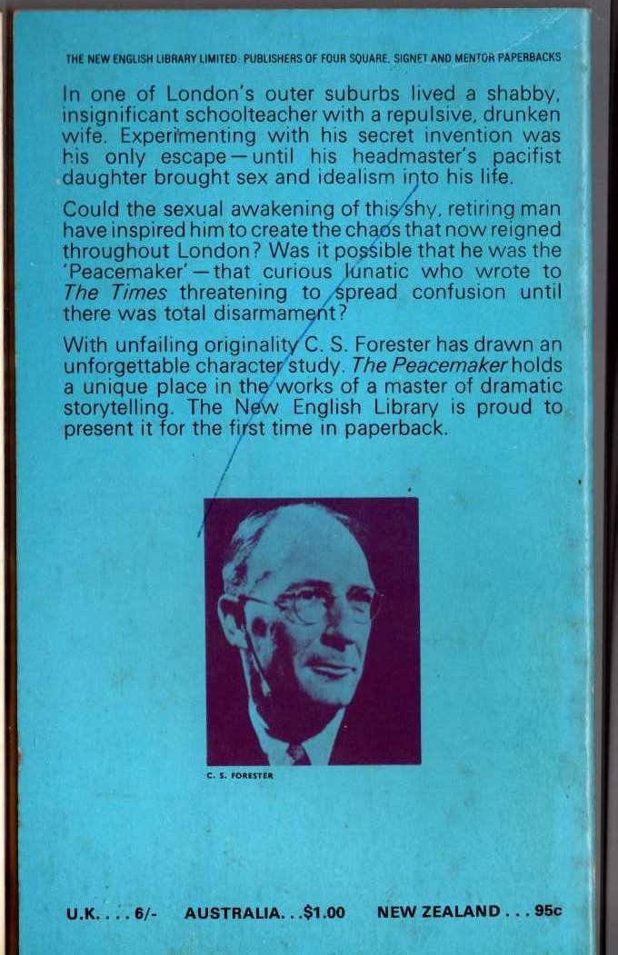C.S. Forester  THE PEACEMAKER magnified rear book cover image