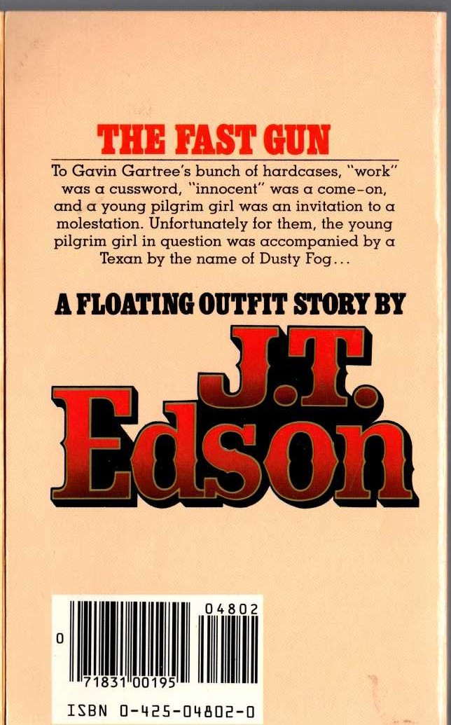 J.T. Edson  THE FAST GUN magnified rear book cover image