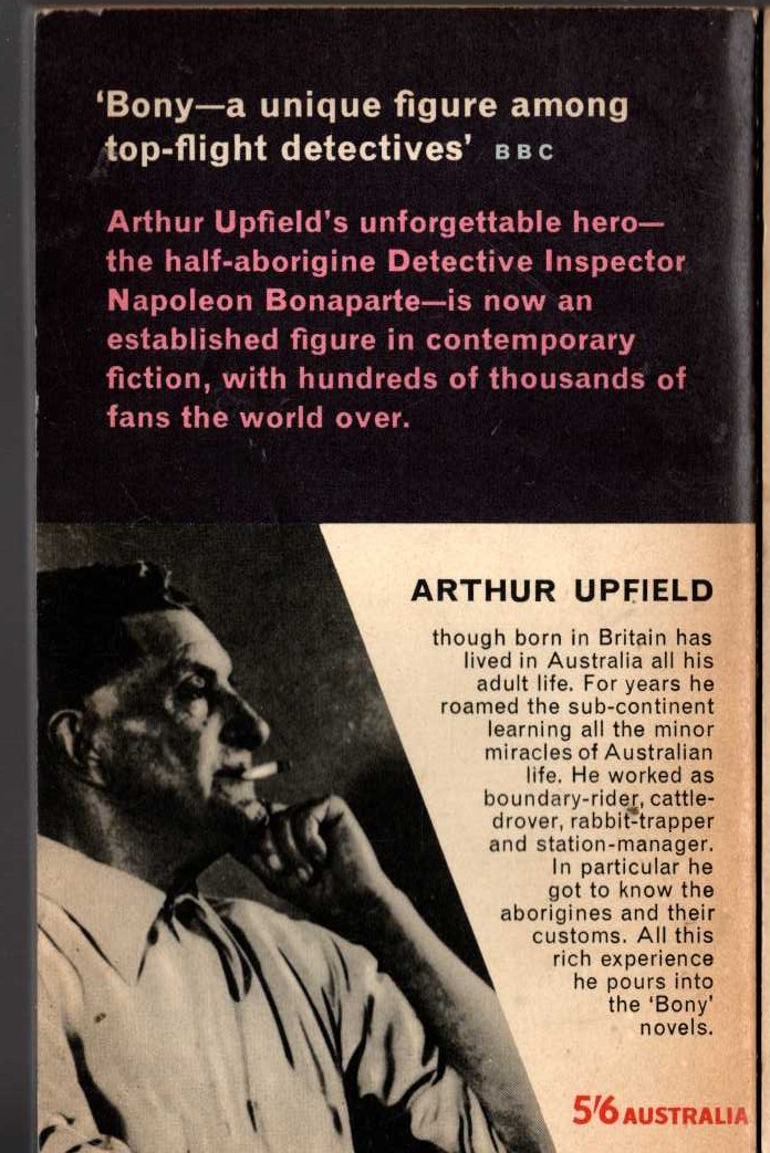 Arthur Upfield  BONY AND THE WHITE SAVAGE magnified rear book cover image