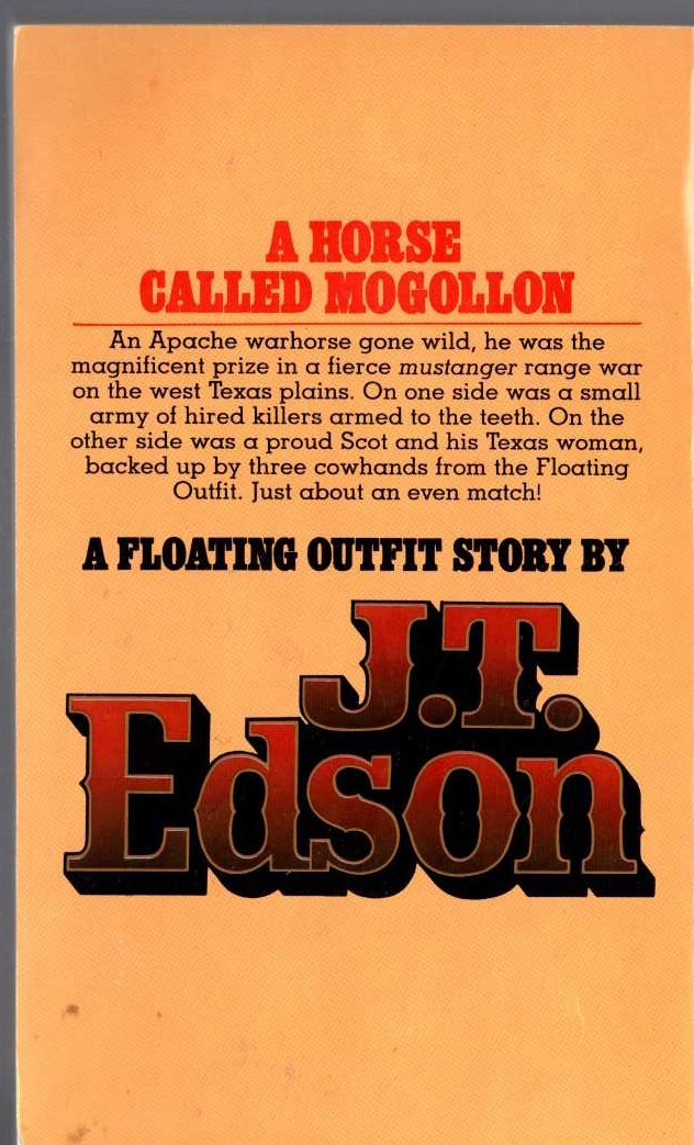 J.T. Edson  A HORSE CALLED MOGOLLON magnified rear book cover image