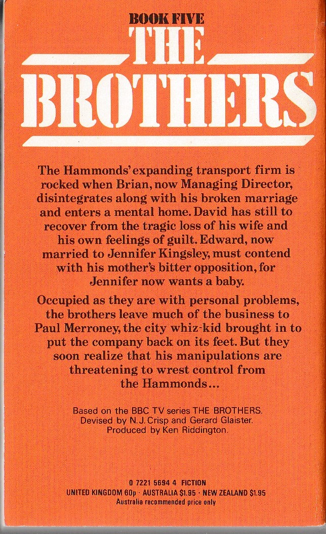 Lee Mackenzie  THE BROTHERS BOOK FIVE: (BBC TV) magnified rear book cover image