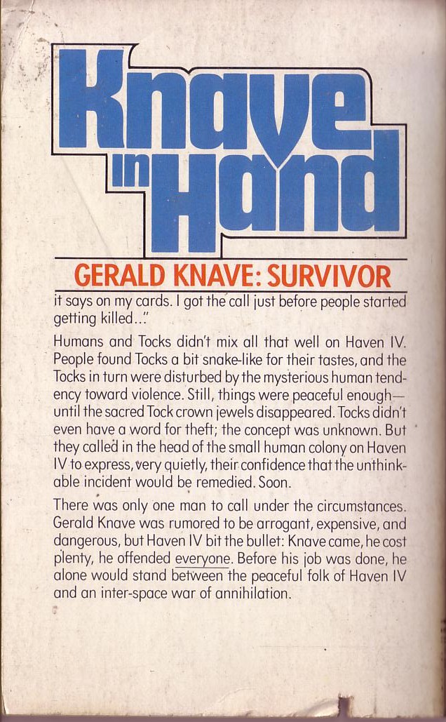 Laurence M. Janifer  KNAVE IN HAND magnified rear book cover image