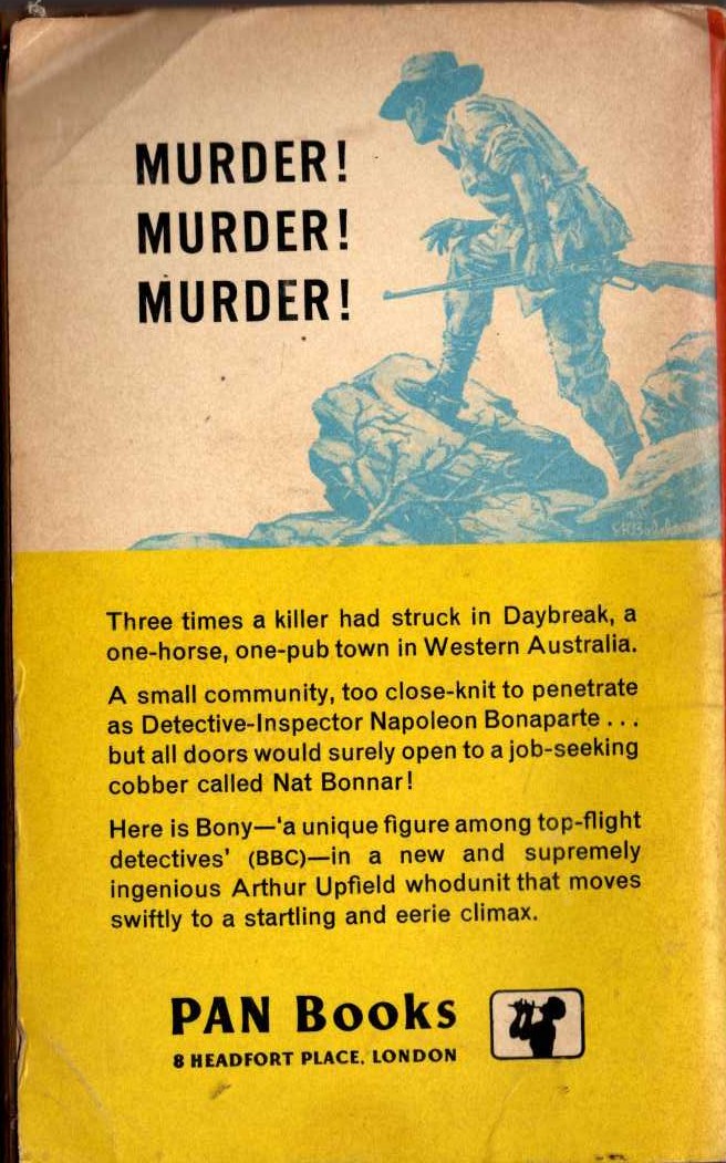 Arthur Upfield  BONY AND THE MOUSE magnified rear book cover image