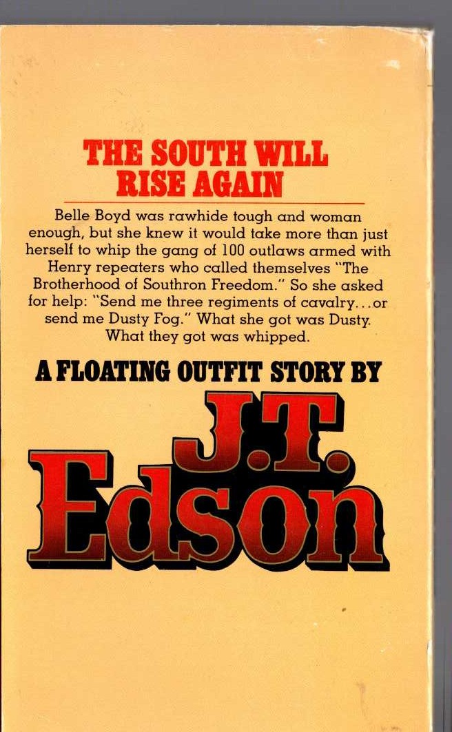 J.T. Edson  THE SOUTH WILL RISE AGAIN magnified rear book cover image