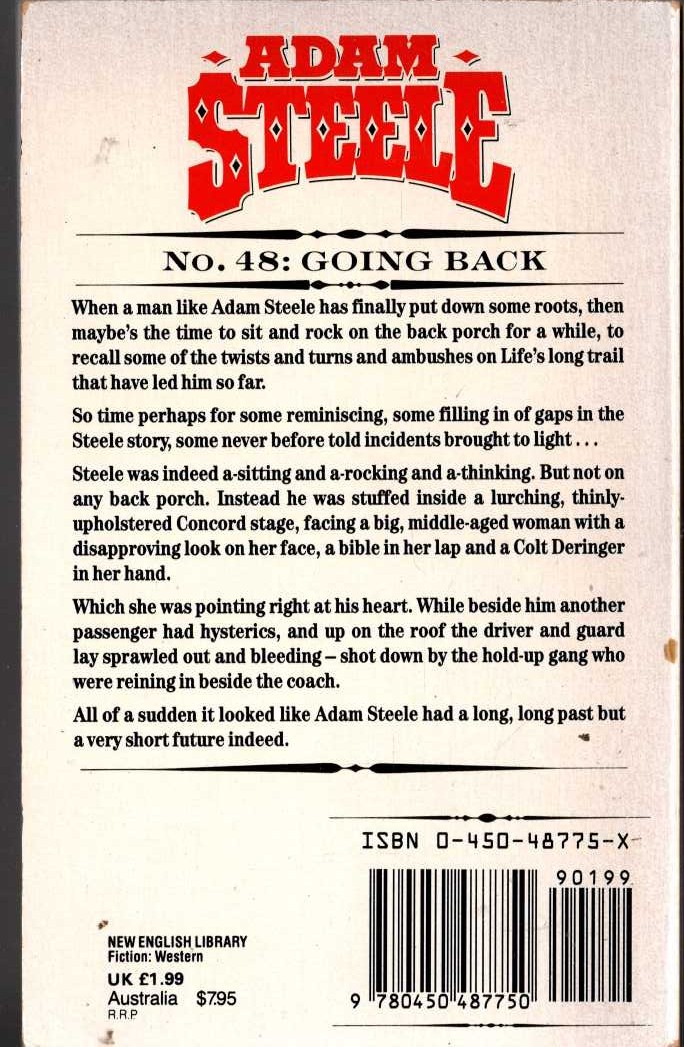 George G. Gilman  ADAM STEELE 48: GOING BACK magnified rear book cover image