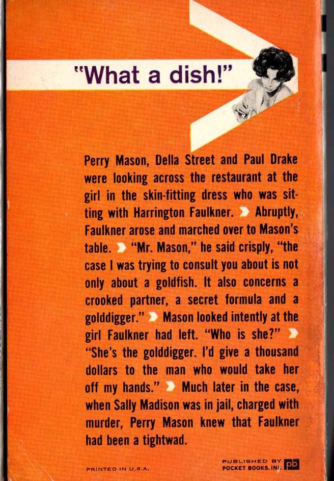 Erle Stanley Gardner  THE CASE OF THE GOLDDIGGER'S PURSE magnified rear book cover image
