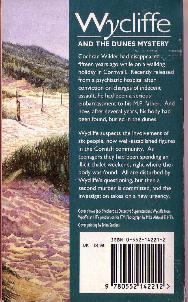 W.J. Burley  WYCLIFFE AND THE DUNES (TV tie-in) magnified rear book cover image