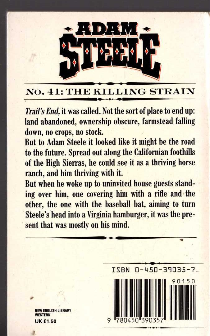 George G. Gilman  ADAM STEELE 41: THE KILLING STRAIN magnified rear book cover image