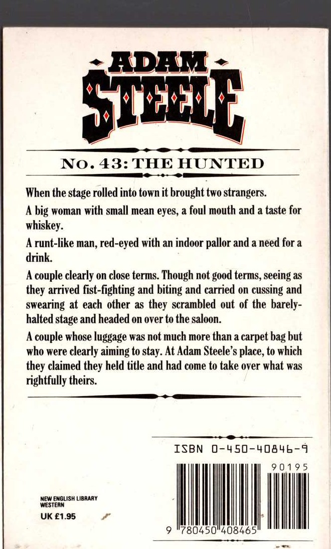 George G. Gilman  ADAM STEELE 43: THE HUNTED magnified rear book cover image