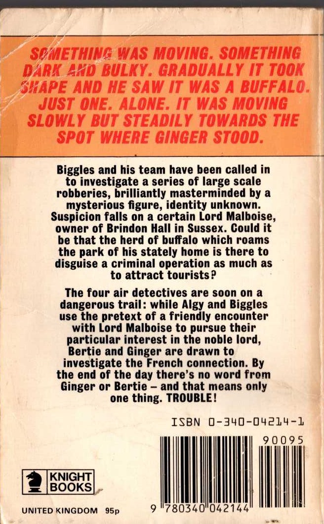 Captain W.E. Johns  BIGGLES AND THE NOBLE LORD magnified rear book cover image