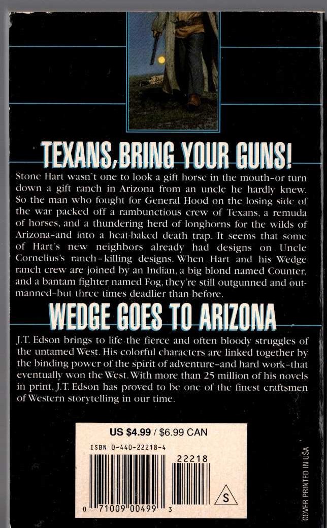 J.T. Edson  WEDGE GOES TO ARIZONA magnified rear book cover image