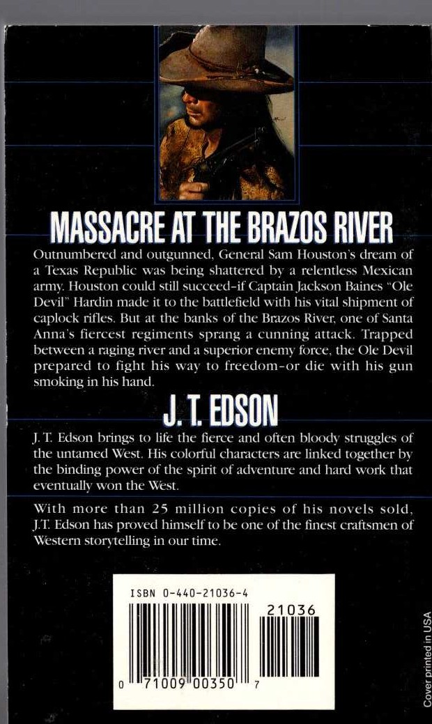 J.T. Edson  OLD DEVIL AND THE MULE TRAIN magnified rear book cover image