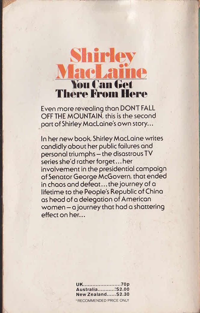 Shirley MacLaine  YOU CAN GET THERE FROM HERE magnified rear book cover image