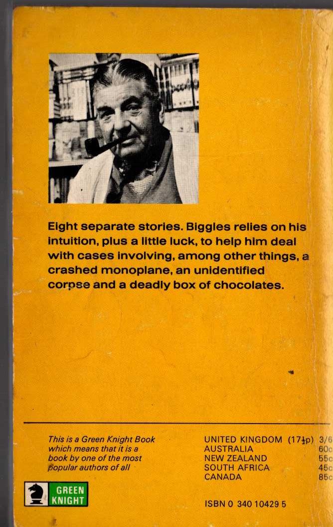 Captain W.E. Johns  BIGGLES INVESTIGATES magnified rear book cover image