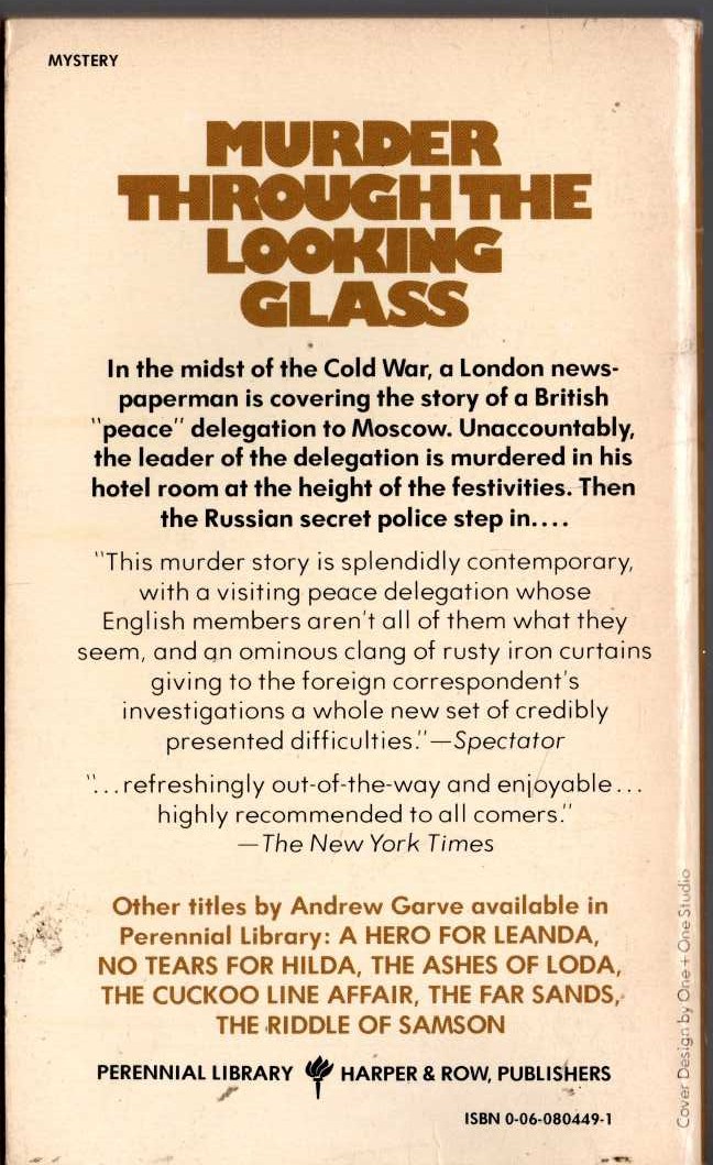 Andrew Garve  MURDER THROUGH THE LOOKING GLASS magnified rear book cover image