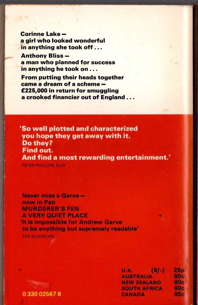 Andrew Garve  THE LONG SHORT CUT magnified rear book cover image