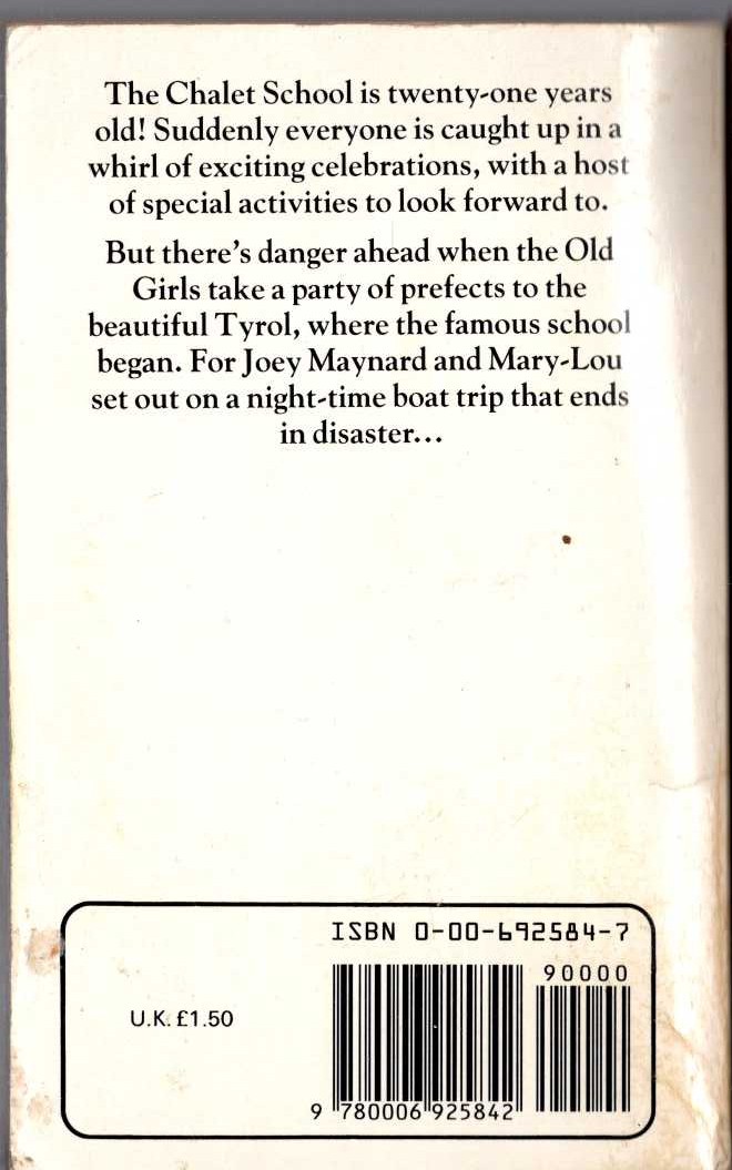 Elinor M. Brent-Dyer  THE COMING OF AGE OF THE CHALET SCHOOL magnified rear book cover image