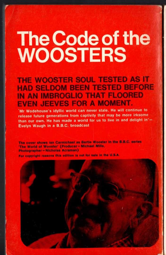 P.G. Wodehouse  THE CODE OF THE WOOSTERS (Ian Carmichael) magnified rear book cover image